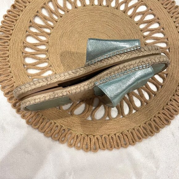 Anthropologie Mint + Rose Blue Metallic Slide Sandals EU 38 - Picture 8 of 9